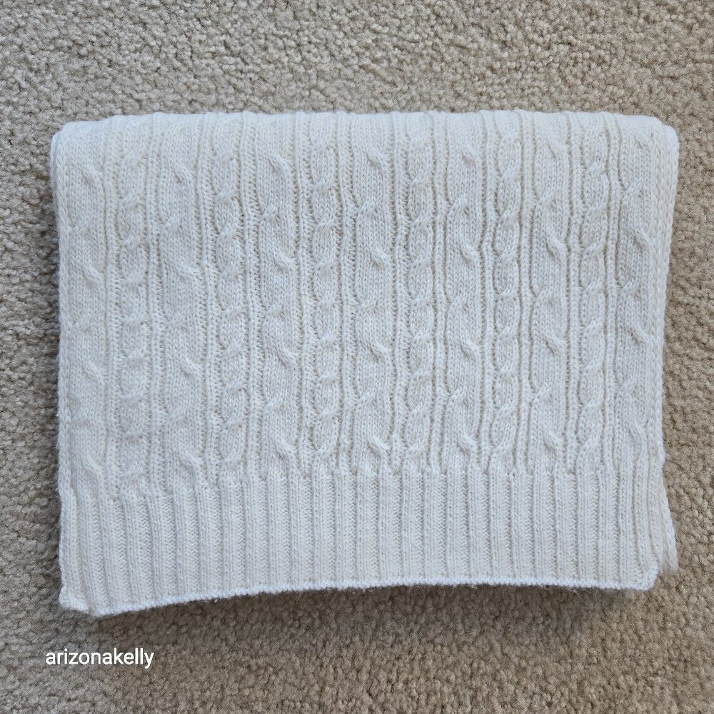 Wool or Wool Blend Cable Knit Ivory Scarf